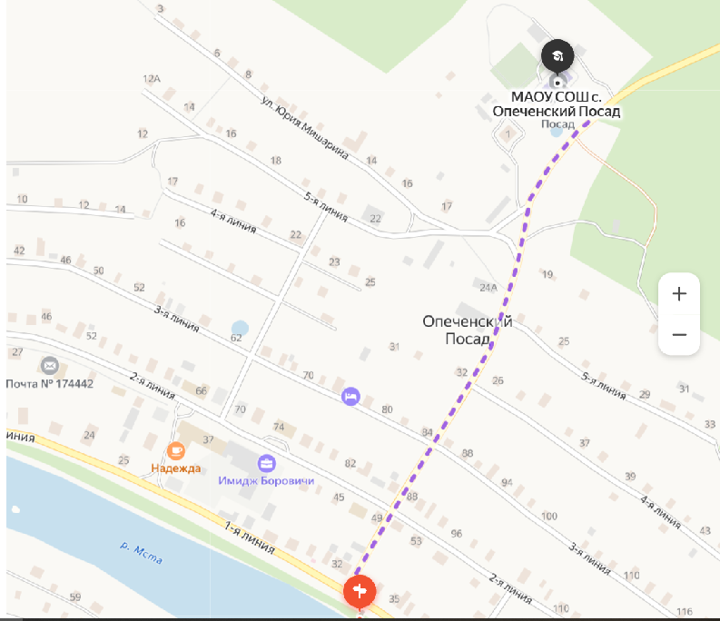 от ул. 1-я линия до МАОУ &amp;quot;СОШ с. Опеченский Посад&amp;quot;